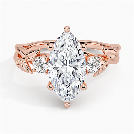14K Rose Gold Budding Willow Three Stone Diamond Ring