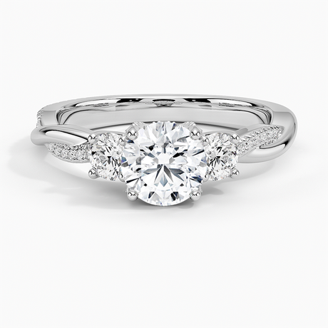 Nature Inspired Three Stone Diamond Engagement Ring