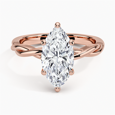 14K Rose Gold Twisted Vine Solitaire Ring