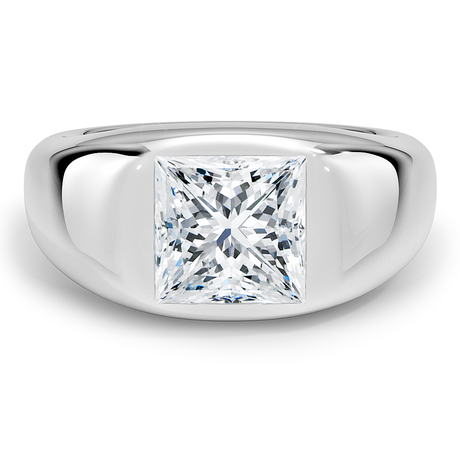 18K White Gold Sloane Flush Set Solitaire Dome Ring