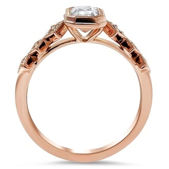 Custom Geometric Emerald Cut Diamond Ring