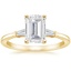 18K Yellow Gold Tapered Baguette Three Stone Diamond Ring, smalltop view