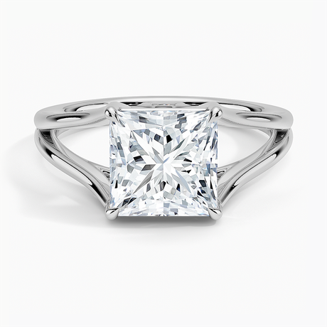 18K White Gold Tressa Split Shank Solitaire Ring