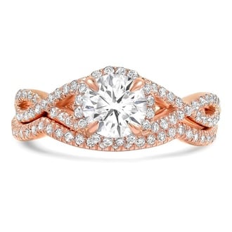 Custom Entwined Halo Bridal Set