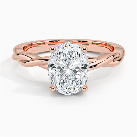 14K Rose Gold Twisted Vine Hidden Halo Diamond Ring