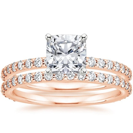 14K Rose Gold Luxe Petite Shared Prong Diamond Bridal Set (3/4 ct. tw.)