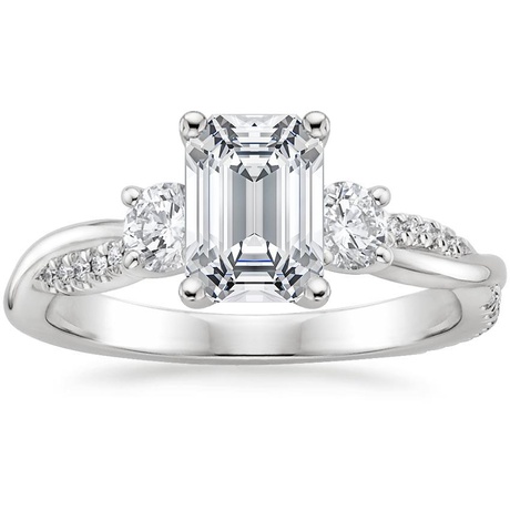 18K White Gold Three Stone Petite Twisted Vine Diamond Bridal Set (1/2 ct. tw.)