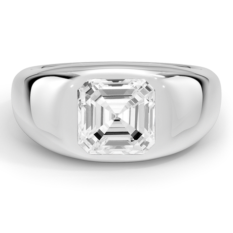 18K White Gold Sloane Flush Set Solitaire Dome Ring