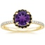 18K Yellow Gold Waverly Halo Diamond Ring with Black Diamond Accents, smalltop view