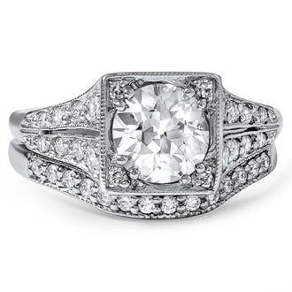 Custom Antique Inspired Pave Milgrain Diamond Matched Set