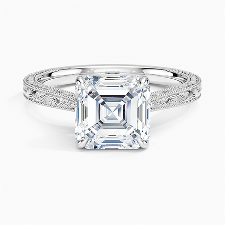 18K White Gold Elsie Engraved Ring