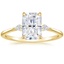 18K Yellow Gold Petite Cometa Three Stone Diamond Ring, smalltop view