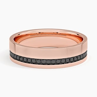 Austin Black Diamond 5.5mm Wedding Ring in 14K Rose Gold