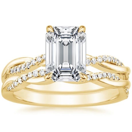18K Yellow Gold Petite Twisted Vine Diamond Bridal Set (1/4 ct. tw.)