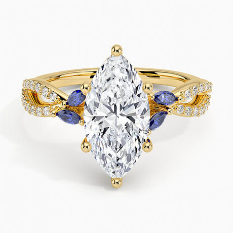 18K Yellow Gold Luxe Willow Sapphire and Diamond Ring (1/8 ct. tw.)