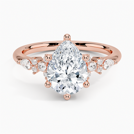 14K Rose Gold Rosette Diamond Ring