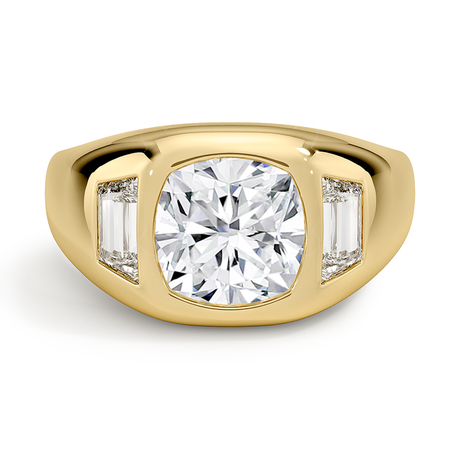 18K Yellow Gold Sloane Three Stone Trapezoid Dome Diamond Ring (1/2 ct. tw.)