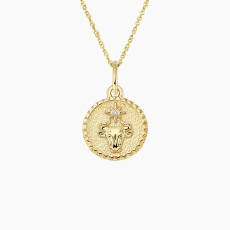 Mini Taurus Zodiac Diamond Medallion Necklace