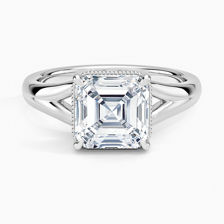 18K White Gold Cora Split Shank Solitaire Ring