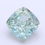 3.13 Ct. Fancy Vivid  Green Cushion Lab Grown Diamond