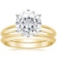 18KY Moissanite Six-Prong Classic Bridal Set, smalltop view