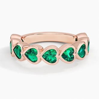 Heart Shaped Lab Emerald Bezel Ring