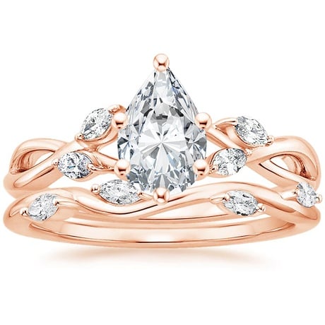 14K Rose Gold Willow Diamond Ring (1/8 ct. tw.) with Winding Willow Diamond Ring (1/8 ct. tw.)
