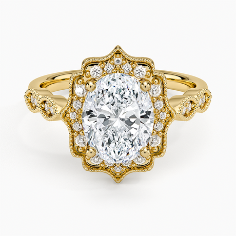 18K Yellow Gold Cadenza Halo Diamond Ring