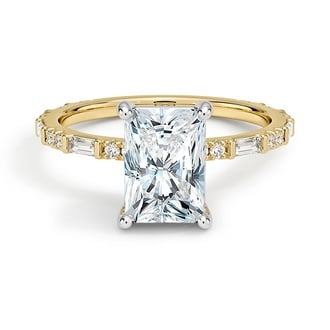 Custom Mixed Metal Baguette and Round Diamond Ring