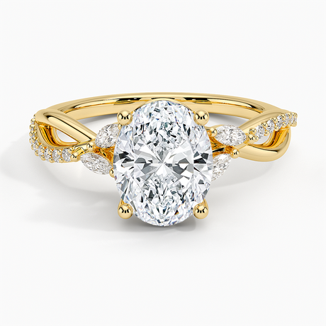 18K Yellow Gold Petite Twisted Willow Diamond Ring