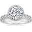 18K White Gold Halo Diamond Ring with Side Stones (1/3 ct. tw.) with Petite Shared Prong Eternity Diamond Ring (1/2 ct. tw.)