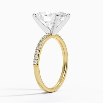 Petite Shared Prong Half Coverage with 4ct Oval Certified Lab Diamond in 18K Yellow Gold