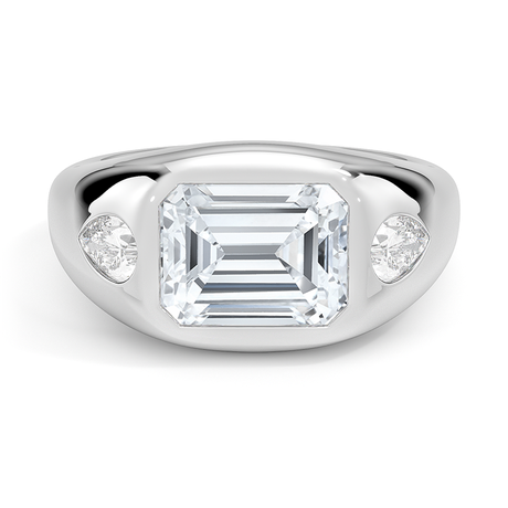 Platinum Sloane Flush Set Three Stone Diamond Dome Ring
