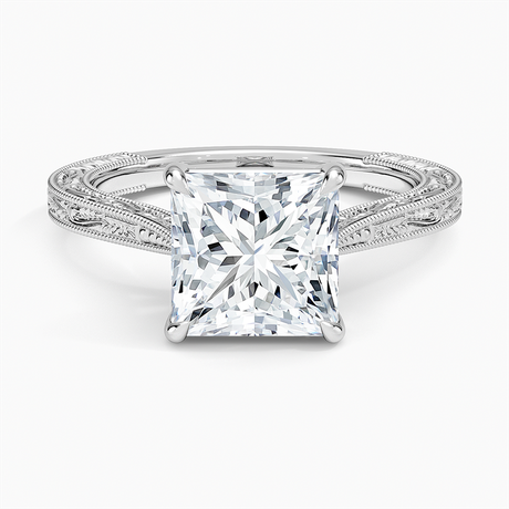 18K White Gold Elsie Engraved Ring