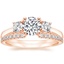 14K Rose Gold Petite Three Stone Trellis Diamond Ring (1/3 ct. tw.) with Luxe Sia Diamond Open Ring (1/5 ct. tw.)