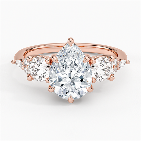 14K Rose Gold Luxe Nadia Three Stone Diamond Ring
