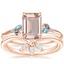 14K Rose Gold Camellia Indigo Milgrain Ring with Abelia Diamond Ring