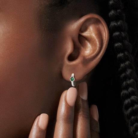 Quinn Lab Emerald Hoop Earrings