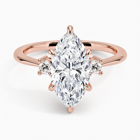 14K Rose Gold Petite Selene Three Stone Diamond Ring (1/10 ct. tw.)