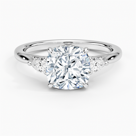 18K White Gold Floating Three Stone Pear Diamond Ring