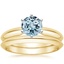 18KY Aquamarine Six-Prong Classic Bridal Set, smalltop view