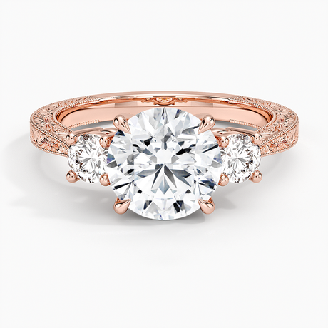 14K Rose Gold Elsie Three Stone Engraved Diamond Ring (1/3 ct. tw.)