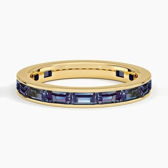 Channel Set Baguette Lab Alexandrite Ring
