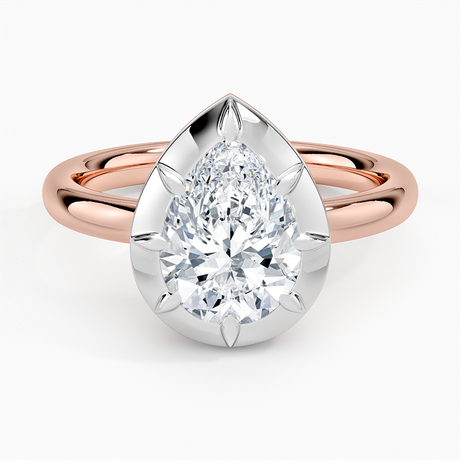 14K Rose Gold Harper Mixed Metal Solitaire Ring