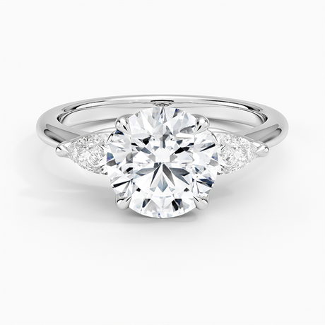 Platinum Fleur Three Stone Diamond Ring