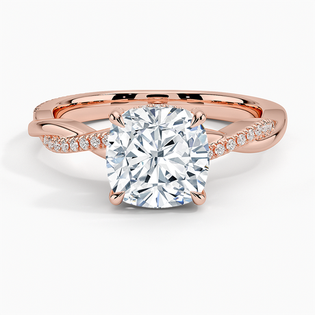 14K Rose Gold Petite Twisted Vine Hidden Halo Pavé Diamond Ring