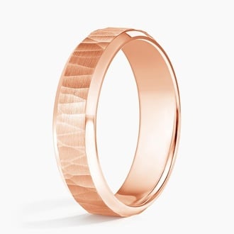 Beveled Edge Aspen 5.5mm Wedding Ring in 14K Rose Gold