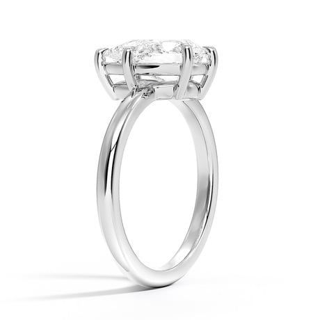 14K White Gold Angled Solitaire Diamond Ring