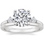 Platinum Three Stone Floating Diamond Ring with Petite Comfort Fit Wedding Ring