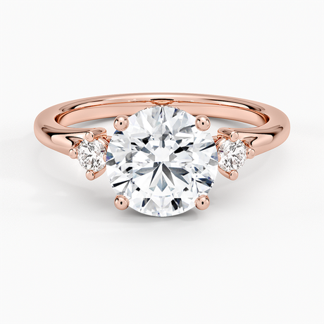 14K Rose Gold Floating Three Stone Diamond Ring